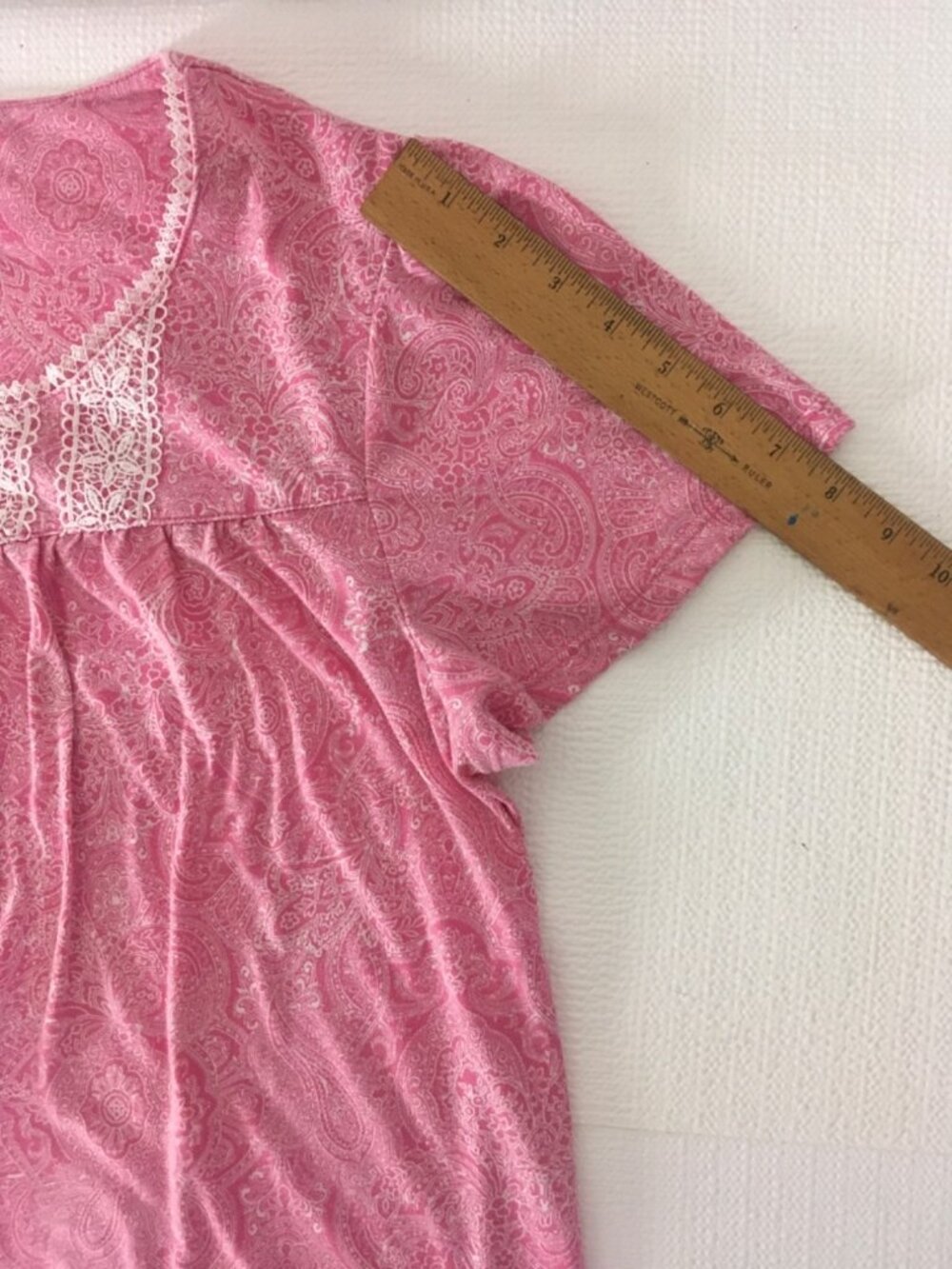 Secret Treasures Nightgown Sz 2X Pink White Paisley Embroidered Flower Buttons - Picture 11 of 14